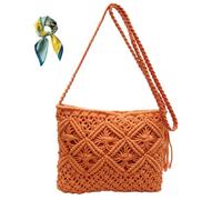 Generico Minimalist Tassel Women's Clutch,Bohemian Style Beach Crochet Purse,Retro Cotton Rope Woven Bag for Summer Vacation