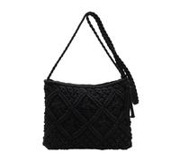 Generico Minimalist Tassel Women's Clutch, Minimalist Tassel Women's Clutch, Handwoven cotton rope Shoulder Bag, Stylish Summer Woven Bag (Black,One Size)