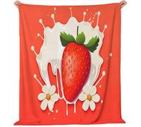 Generico Minimalista Cartone Animato Frutta Fragola Coperta In Pile Di Flanella, Rosso Sherpa Coperta Bambini Decorazioni Casa - Morbida E Calda Per Ragazzi E Ragazze Divano Coperta 220 x 240 cm