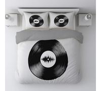 Generico Minimalista Copripiumino 150 x 200 cm Disco In Vinile Onda Sonora Stampa Digitale Blu notte di Biancheria da Letto per Bambini per Giovani e Adulti con una Federa 2 Pezzi