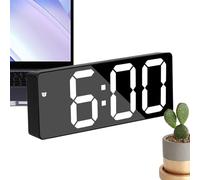 Generico Mirror Alarm Clock, LED Display Timepiece, 6.3x2.36x0.79inches, Modern Digital Decor, Alarm Modes, Large Easy-to-Read Numbers, Black 1-Pack, for Home, Dorm, Living Room