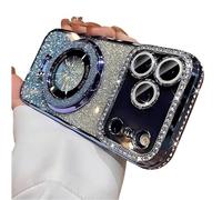 Generico Mirror Kickstand Glitter Diamond Case for IPhone 17/ Pro Max/Air, Camera Lens Protector Compatible with Magsafe, Magnetic Stand Holder (16,Blue)
