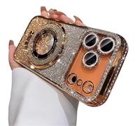 Generico Mirror Kickstand Glitter Diamond Case for IPhone 17/ Pro Max/Air, Camera Lens Protector Compatible with Magsafe, Magnetic Stand Holder (17,Rose Gold)