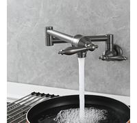 Generico Miscelatore Cucina Lavello Rubinetto da Cucina a Parete con Snodo Pieghevole E Girevole Colore Ottone Grigio per Acqua Fredda