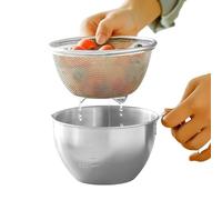 Generico Mixing Bowls With Strainers - 400ml Stainless Steel Mixing Basket Bowl With Handle And Built-in Strainer, Kitchen Prep Bowl For Washing Draining Fruits Rice Beans