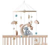 Generico Mobile De Lit Bébé Musical 45 Cm Bois Et Feutre - Carillon Apaisant Sensoriel Rotatif | Décoration Chambre Nouveau-né Poussette PARC Crèche Cadeau Naissance