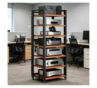 Generico Mobile HIFI 7-Level,Mobile Giradischi Con Ruote E Ripiano Regolabile,Supporto Multimediale AV Rack,mobile Porta Video,torre Porta DVD, Supporto Per Giradischi, Amplificatore(Teak)