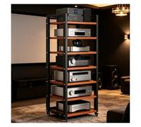 Generico Mobile Hifi,Mobile Stereo Hi Fi Rack Hifi A 7 Livelli,Supporto Multimediale AV Rack,Scaffali HiFi Con Ruote E Regolabile,Mobiletto Portaoggetti Per Giradischi Lettore DVD(Teak)