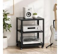 Generico Mobile Stereo Hi Fi Rack, Server Rack A Telaio Aperto, Racks Audio Mobile Con Ruote Universali, Server Di Rete Racks Da Autoportante, Supporto TV Angolare(H-37.9cm/14.9in)