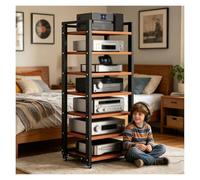 Generico Mobile Stereo HIFI Rack,Mobiletto TV 7 Level,torre Porta DVD Multimediale,Scaffale Per Amplificatore/supporto Regolabile,Piccolo Mobiletto Stereo E Supporti Audio Per Ufficio(Teak)