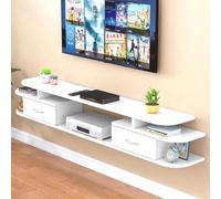 Generico Mobile TV Moderno da Parete in Legno massello, Console multimediale sospesa salvaspazio, Supporto per l'intrattenimento multiscomparto per Soggiorno, 100x24x28 cm, Elegante Soluzione di Arch