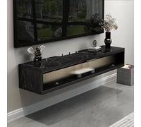 Generico Mobile TV sospeso a LED - Consolle multimediale in Legno massello, mobiletto a Parete con Anta in Vetro, ripiano sotto la TV e cassetto per riporre Oggetti in Soggiorno e Arredamento Moderno