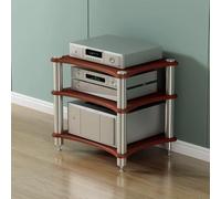 Generico Mobiletto AV HiFi Piccolo Av Tower Media Stand Supporto, Supporto Stereo Aperto, Ripiano Audio Video Per Amplificatore Di Alimentazione(Teak,3-Tier 60 * 48 * 58cm)