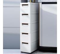 Generico Mobiletto Da Bagno Sottile Con Cassetti - Carrello Organizer in Pp Con Ruote, Mobiletto Da Pavimento Ultra-Stretto per Wc, Soluzione Mobile per Piccoli Spazi, Bagno, Cucina(3 Tier)