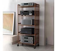 Generico Mobiletto per Console Stereo Vintage, ripiano per apparecchiature AV di Grande capacità, Supporto per Altoparlanti Regolabile a 5 Livelli con Ruote, Rack Audio Marrone Scuro (60 cm/23,6 poll