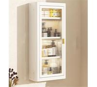 Generico Mobiletto portaoggetti da Parete a 4 Ripiani per Il Bagno - Organizzatore salvaspazio per Cucina e Bagno - Versatile scaffale per dispensa e ripiano angolare (Bianco)