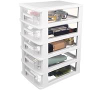 Generico Mobiletto Portaoggetti in Plastica Trasparente a 5 Cassetti, Contenitore Organizer per Scrivania e Bagno, Compatto e Portatile in Pp per Casa e Ufficio
