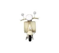 Generico Modellino Moto Vespa d’Epoca Vintage in Metallo, da Collezione in Stile Retro Antico in Scala con Lunghezza 12x10 cm Colore Bianco Sporco con Bandiera Italia
