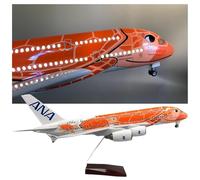 Generico Modello Di Aereo All Nippon Airways A380 Turtle - Passeggeri Realistico Da 45 Cm Con Ruote E Luci. Stupendo Design Marino Arancione For Collezionisti Decorazioni(Upgrade)