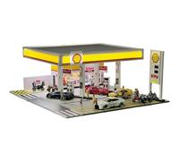 Generico Modello di Scena di Edificio di Stazione di Servizio in Scala 1/64, Modello architettonico Miniatura Realistico Fai-da-Te per Adulti, Veicoli, Figure e Strumenti Non Inclusi