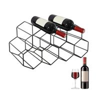 Generico Modern Iron Wine Rack | 9-Bottle Creative Bar Display, 35x19x17.5cm, Durable Iron, Gold/Black Finish, Stylish Home Or Bar Decor, Compact Wine Holder For Kitchen Or Living Room
