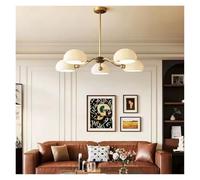 Generico Modern White Glass Pendant Light Old Brass E27 Bulb Parlor Bedroom Pendant Lamp Copper Hanging Light