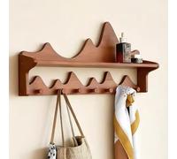 Generico Moderne Garderobenleiste mit Schwebendem Regal, Minimalistischer und Robuster Organizer aus Holz in Bergform zur Aufbewahrung Von Mänteln, Taschen