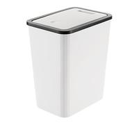 Generico Moderner Mülleimer 13L mit Druckdeckel - Schlanker Abfalleimer für Küche, Bad & Büro - Papierkorb mit Ein-Funktion - Schmaler Recyclingbehälter aus robustem PP - Weiß/Schwarz