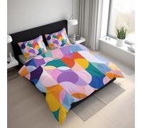 Generico Moderno di Metà Secolo Copripiumino Matrimoniale Arte Astratta Geometrica a Semicerchio Parure Copripiumone con 1 x Copripiumone 200x200 cm e 2 x Federe 50x80cm GG1l