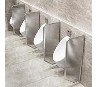 Generico Moderno divisorio per orinatoio a Parete - 2 Pezzi con Telaio in Acciaio Inossidabile e divisorio per la Privacy in Vetro temperato, Elegante divisorio per Ambienti Color Argento per bagni c