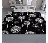 Generico Moderno Nero Tappeto Pelo Corto - Tappeto Stampa Semplice Piante Denti Di Leone, 80 x 150 cm Tappeti morbido e confortevole lavabile in lavatrice per Soggiorno Camera Da Letto Ufficio
