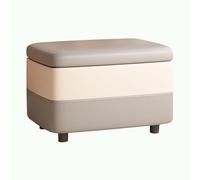 Generico Moderno Pouf Contenitore in Pelle con Coperchio Sgabelli Contenitori per Il Trucco Sgabello Poggiapiedi, Pouf Poggiapiedi per Soggiorno, Camera da Letto E Ufficio,Grigio