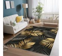 Generico Moderno Tappeto Soggiorno 60 x 110 cm, Antiscivolo e Lavabile Passatoia 3D Botanico Lussuoso Foglie Di Palma Tappeto Stampato Morbido Adatto per Camera da Letto Sala da Pranzo e Ufficio Oro