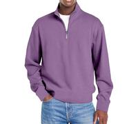 Generico Mokaloha Mens Shirts,Mokaloha Shirts for Men,Men's Simple Casual Ribbed Stand Collar Zipper Long Sleeve T-Shirt (Purple,L)
