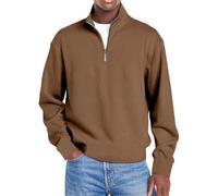 Generico Mokaloha Mens Shirts,Mokaloha Shirts for Men,Men's Simple Casual Ribbed Stand Collar Zipper Long Sleeve T-Shirt (Dark Brown,XL)