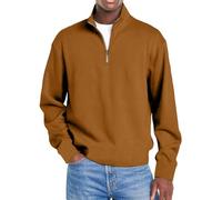 Generico Mokaloha Mens Shirts,Mokaloha Shirts for Men,Men's Simple Casual Ribbed Stand Collar Zipper Long Sleeve T-Shirt (Bronze,L)