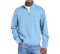 Generico Mokaloha Mens Shirts,Mokaloha Shirts for Men,Men's Simple Casual Ribbed Stand Collar Zipper Long Sleeve T-Shirt (Light Blue,XL)