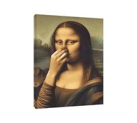Generico Mona Lisa Painting - 30×40cm Vintage Humor Whimsical Decorations | Funny Bathroom Parody Retro Style - Wood Paper Canvas Wall Art | Home Toilet Apartment Hotel