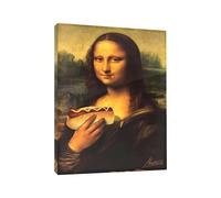 Generico Mona Lisa Painting - 30×40cm Vintage Humor Whimsical Decorations | Funny Bathroom Parody Retro Style - Wood Paper Canvas Wall Art | Home Toilet Apartment Hotel