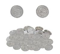 Generico Monete Dei Pirati - 100 Pezzi PP Rilievo Prop | 3cm Tondo Teschio 110g Tesoro Sepolto Soldi Finti | Offre Divertimento A Tema Per Feste Di Bambini