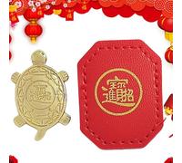 Generico Money Turtle with Leather Case, 3x2x1cm Alloy Tortoise Metal Water Plate, Home Decor Statue, Treasure Ornament for Living, Wealth, Health, Good Luck
