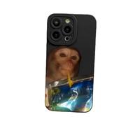 Generico Monkey Phone Case, Funny Monkey Drinking Phone Cases for iPhone 17/16/15/14 Pro Max Series Silicone TPU (For iPhone 16 Pro,Black)