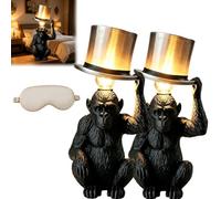 Generico Monkey Table Lamp with Top Hat, Sculptural Animal Desk Lamp, Novelty Monkey Night Light, Whimsical Vintage Monkeys Accent Lamp for Bedroom Living Room Homes Decor