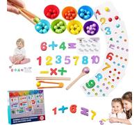 Generico Montessori Arithmetic Math Toy Set, Montessori Math Beads Counting Toy, 2025 New Upgraded Silicone Digital Learning with Beads,Chopsticks & Spoons, Number Crunching Clip Bead Matching (2pcs)