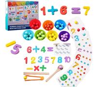Generico Montessori Arithmetic Math Toy Set, Silicone Digital Learning with Beads, Interactive Wooden Beads & Chopsticks for Early Math Skills, Educational Hands-on Play for Toddlers (1SET)