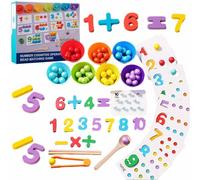 Generico Montessori Arithmetic Math Toys Set - Beads, Montessori Arithmetic Math Toy Set - Silicone Digital Learning with Beads,Number Blocks, Daily Number Match, Wooden Toy for Children Gifts (1PCS)