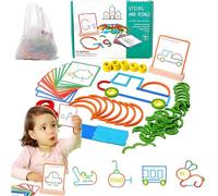 Generico Montessori Smart Sticks for Toddlers - 120pcs Wooden Pattern Block Shape Puzzles, Spelling/STEM/Art in One, Enhance Creativity Imagination Focus, Stay Away from Screens (1 Set)