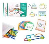 Generico Montessori Smart Sticks, Sticks for Toddlers, Wooden and Rings Puzzle Game, Boost Creativity, Imagination & Focus (2 set)