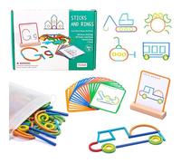 Generico Montessori Smart Sticks, Sticks for Toddlers, Wooden and Rings Puzzle Game, Boost Creativity, Imagination & Focus (1 set)