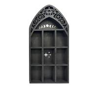 Generico Moon Shelf, Wooden Wall Crystal Display, Trinket Organizer Cabinet, Gothic Style Storage, for Bedroom, Living Room, Spiritual Decor